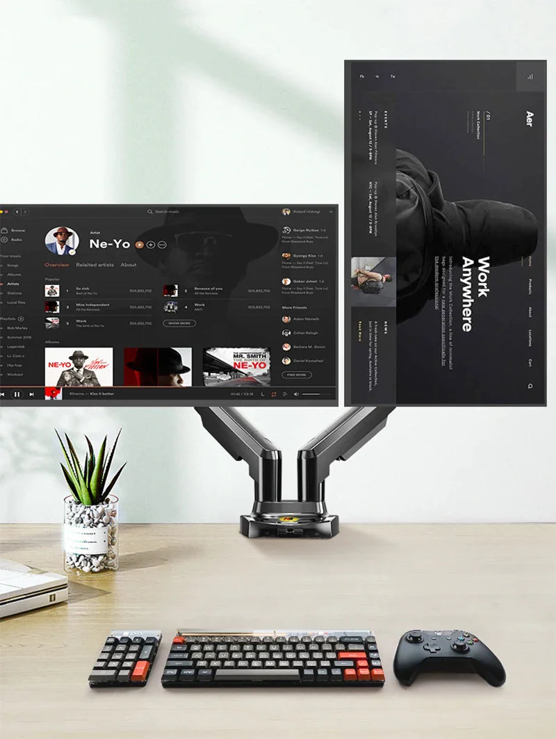 NB F160 Dual-Screen Monitor Stand with Adjustable Arm